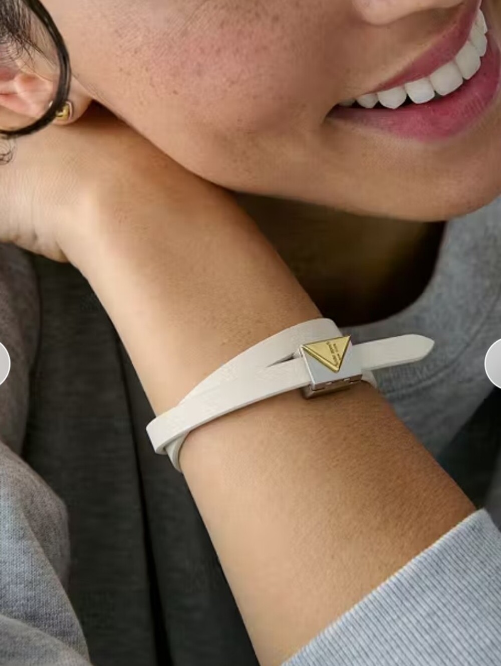 kate spade Deco White Leather Wrap Bracelet with Gold Triangle Accent NWT